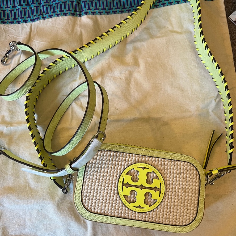 Tory Burch raffia straw bag. Discontinued.